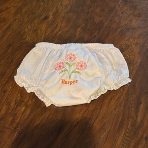 Charming White Floral Embroidered Diaper Cover